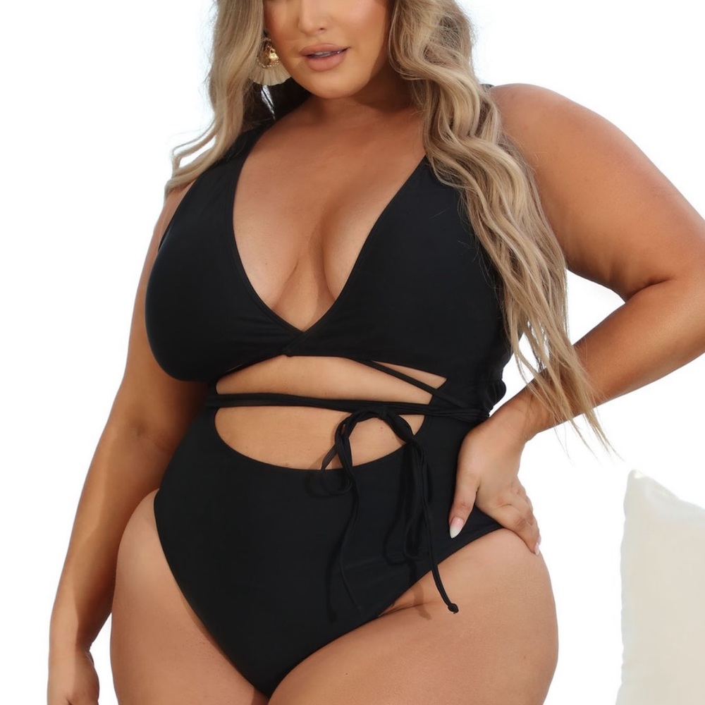 Plus size swimsuit.